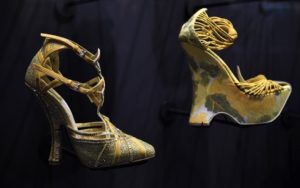 Mandatory Credit: Photo by Anthony Harvey/REX/Shutterstock (10076877bd) Shoe detail Christian Dior: Designer of Dreams exhibition, V&A museum, London, UK - 30 Jan 2019