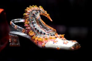 Mandatory Credit: Photo by Anthony Harvey/REX/Shutterstock (10076877be) Shoe detail Christian Dior: Designer of Dreams exhibition, V&A museum, London, UK - 30 Jan 2019